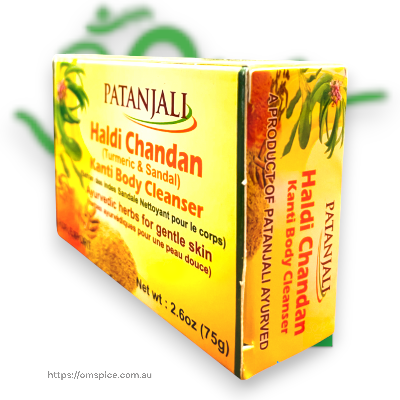 Patanjali Haldi Chandan(Turmeric and sandal) Body Cleanser 75gm x 3pack - Buy Online Australia | Om Spice & Grocery
