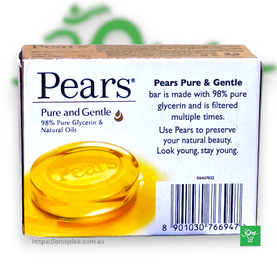Pears Pure and Gentle Bathing Bar 100gm - Buy Online Australia | Om Spice & Grocery