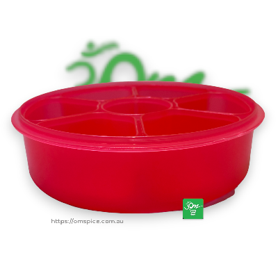 Plastic Masala Box Seven Section with Spoon and Air Tight Lids | Spice Box - Buy Online Australia | Om Spice & Grocery