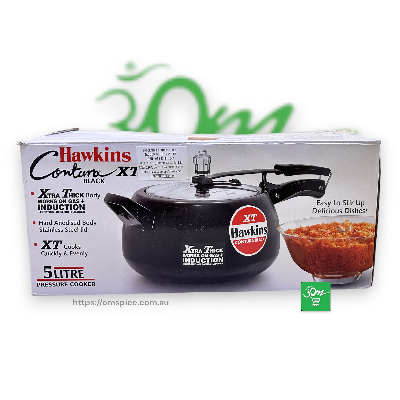 Hawkins Contura Black Pressure Cooker  5L XtraThick Gas Induction - Buy Online Australia | Om Spice & Grocery