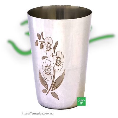 Stainless Steel Cup Glass Ice Laser 8 Flower Design - Buy Online Australia | Om Spice & Grocery
