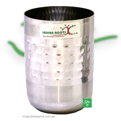 Stainless Steel Cup Glass Royal Hammered 10 - Buy Online Australia | Om Spice & Grocery