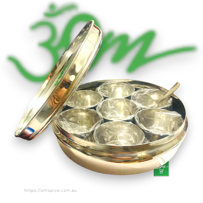 Steel Masala Box Pullable Lid Medium - Buy Online Australia | Om Spice & Grocery