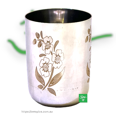 Stainless Steel Cup Glass Royal Laser 10 Flower Design