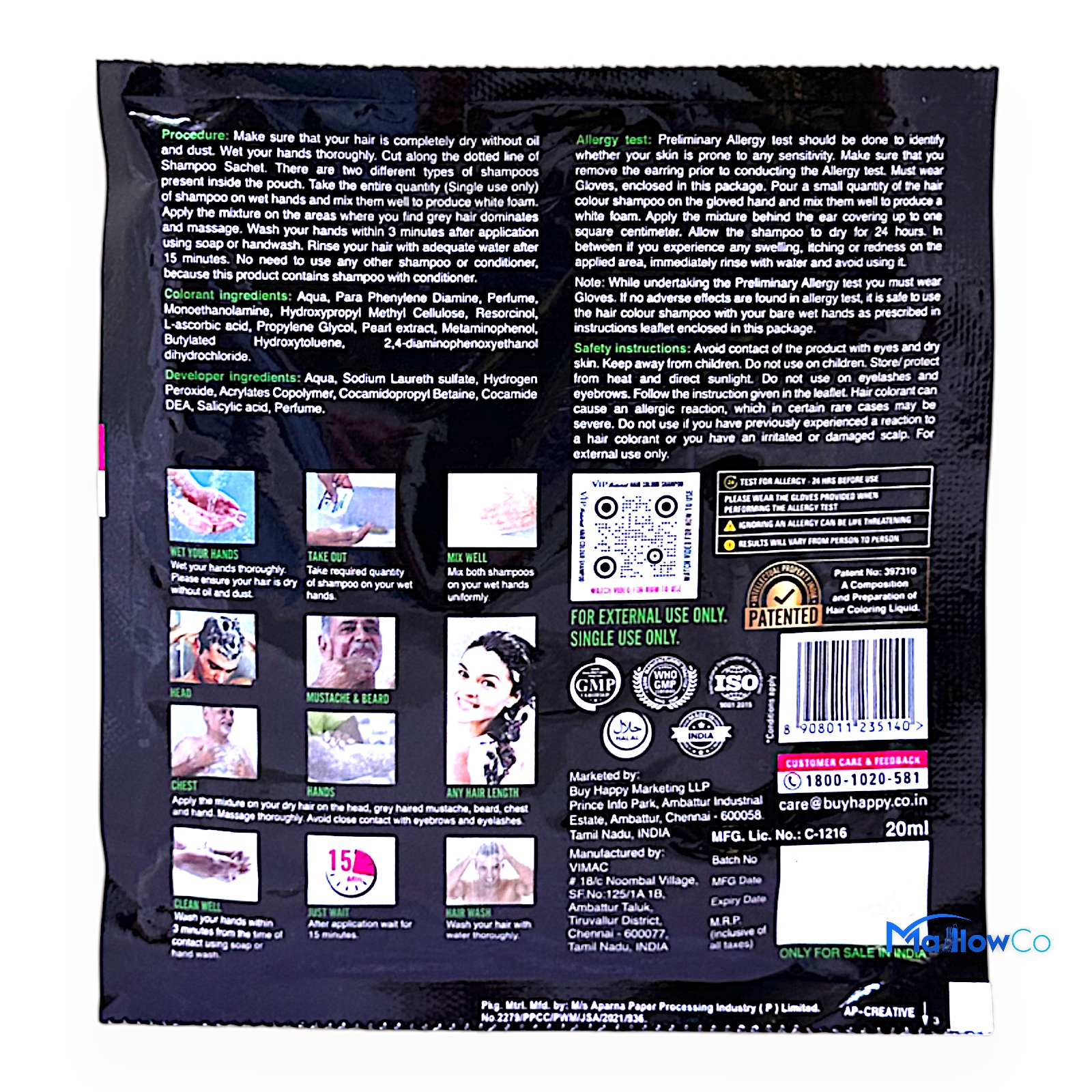 Vip Natural Black  Hair Colour Shampoo - Buy Online Australia | Om Spice & Grocery