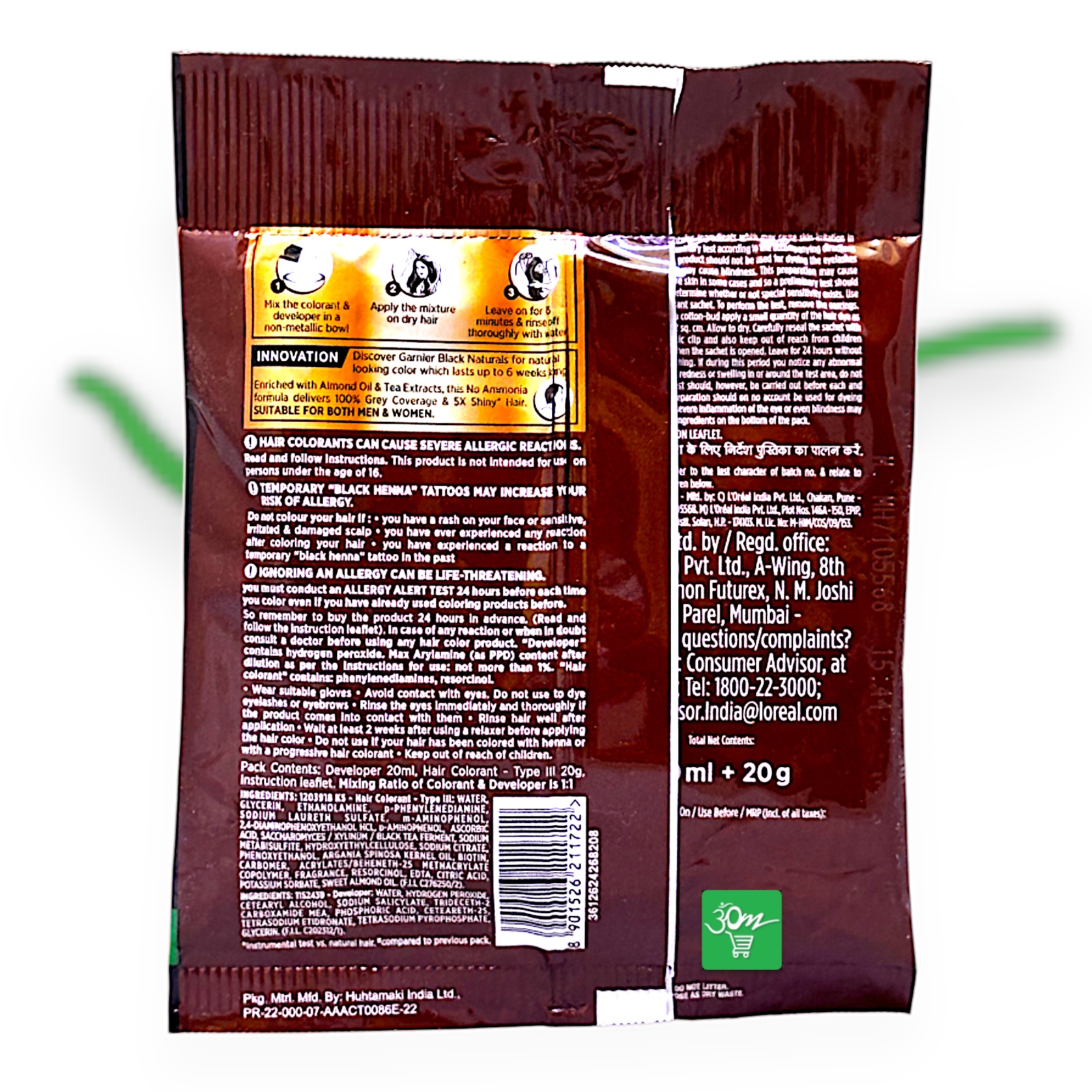 Garnier  Black Natural Hair Colour - Buy Online Australia | Om Spice & Grocery