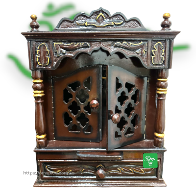 Dark Brown Wooden Temple 18 inches x 12 inches - Buy Online Australia | Om Spice & Grocery