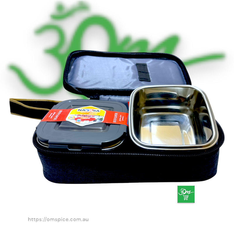 Nayasa Eco Crunch 2 – Insulated Lunch Pack with 2 Airtight Stainless Steel Containers - Buy Online Australia | Om Spice & Grocery
